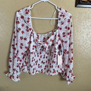 no frills floral rose print blouse